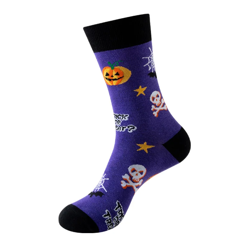 3 Pairs Halloween Socks Women Men Skull Vampire Pumpkin Bat Monster Funny Socks Cool Crew Socks