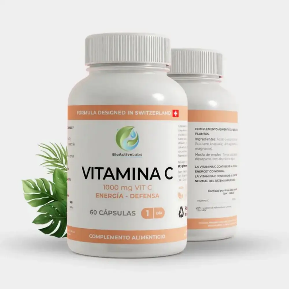 Vitamina C 1000 mg | Energía, inmunidad y colágeno -60 cápsulas vegetales | BioActiveLabs