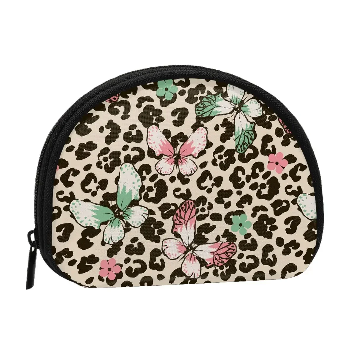 Monedero con estampado de mariposa y leopardo para mujer, bolsa plateada portátil para compras, Mini tarjeta de crédito de viaje, regalo de identificación