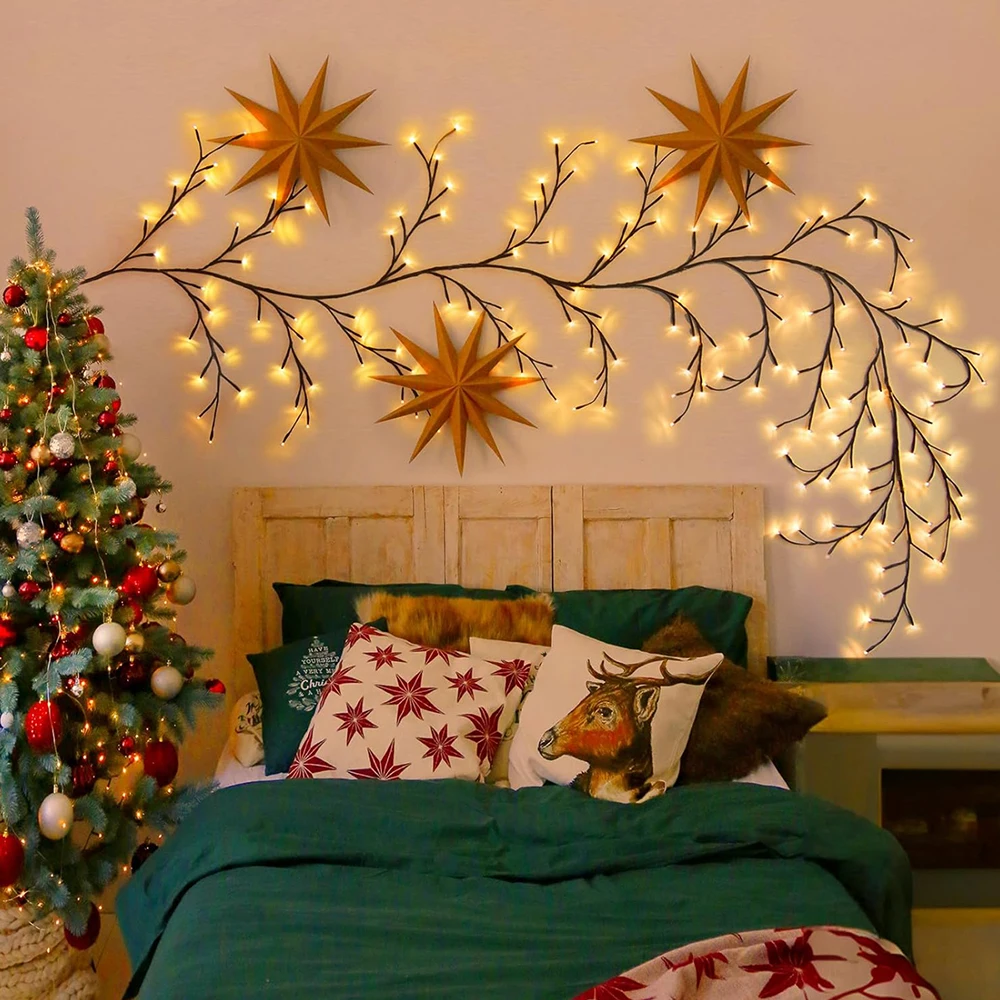 Vintage Style Tree Branch Lamp Bedroom Wall Decoration Willow Vine Light Strip Bend Freely DIY Atmosphere Light Home Lighting