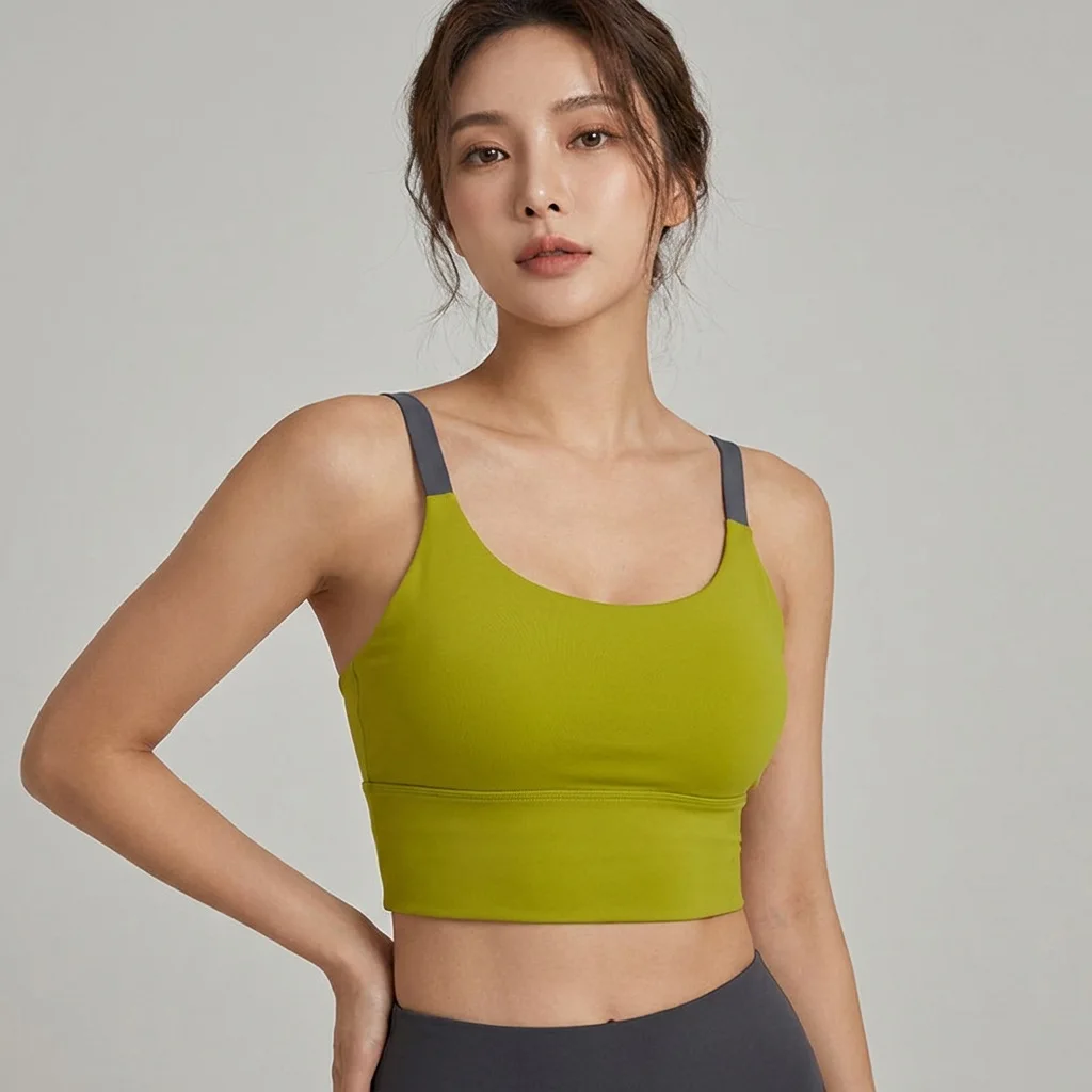 

2026 NEW Yoga Contrast Color Fixed One-Piece Shockproof Running Sports Bra for Women, Tank Top Gym Yoga Bra