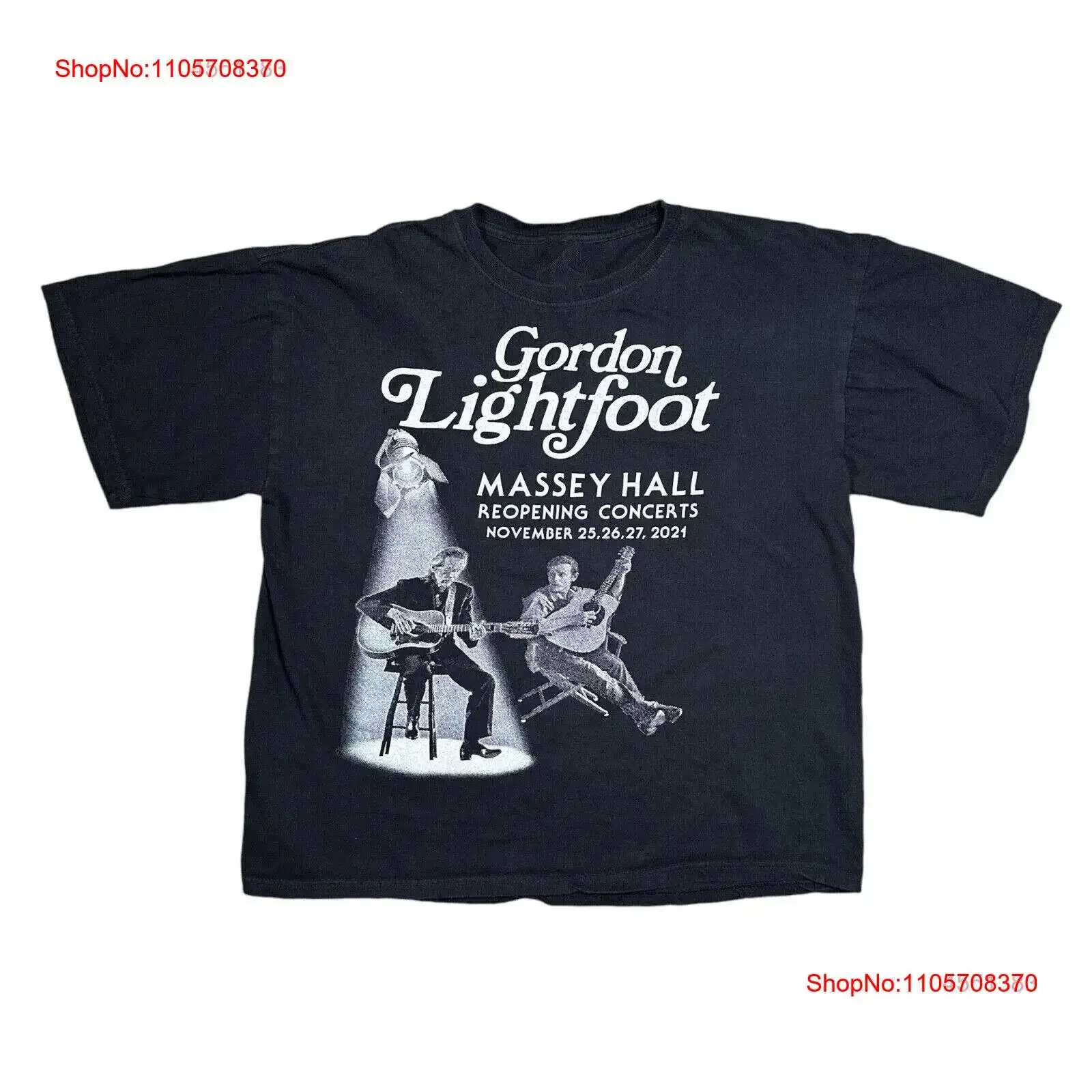 Gordon Lightfoot Massey Hall Toronto 2021 Concert Music Black T Shirt NE192 vintage Washed Casual Unisex Slightly Stylish