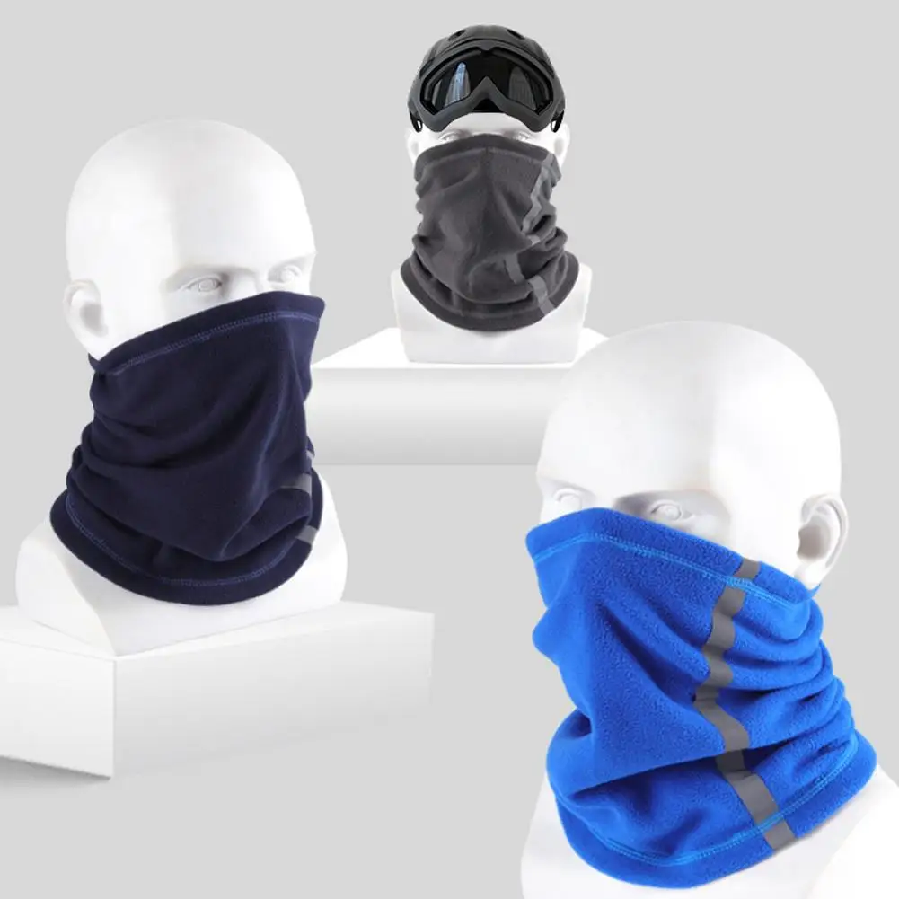 Winter Cycling Motorcycle Bandana Thermal Fleece Warm Neck Scarf Face Cover Reflective Neck Tube Facemask Multi-Functional