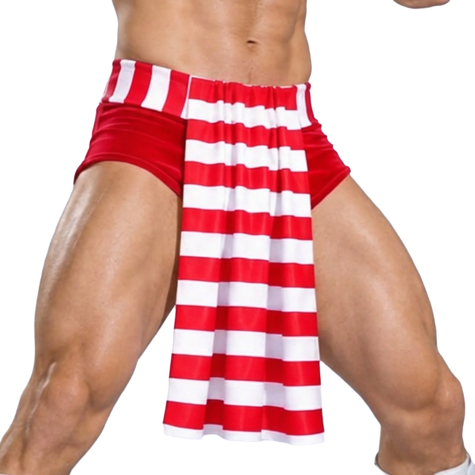Men Christmas Briefs Santa Claus Costume Sumo Loincloth Underwear Wrestler Side Split Panel Briefs Underpants Halloween Clubwear