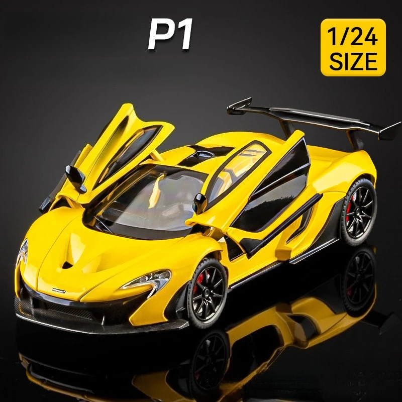 

Масштабная модель суперкара P1 1:24 из металлического сплава, со звуком и светом, высокодетализированная, подарок