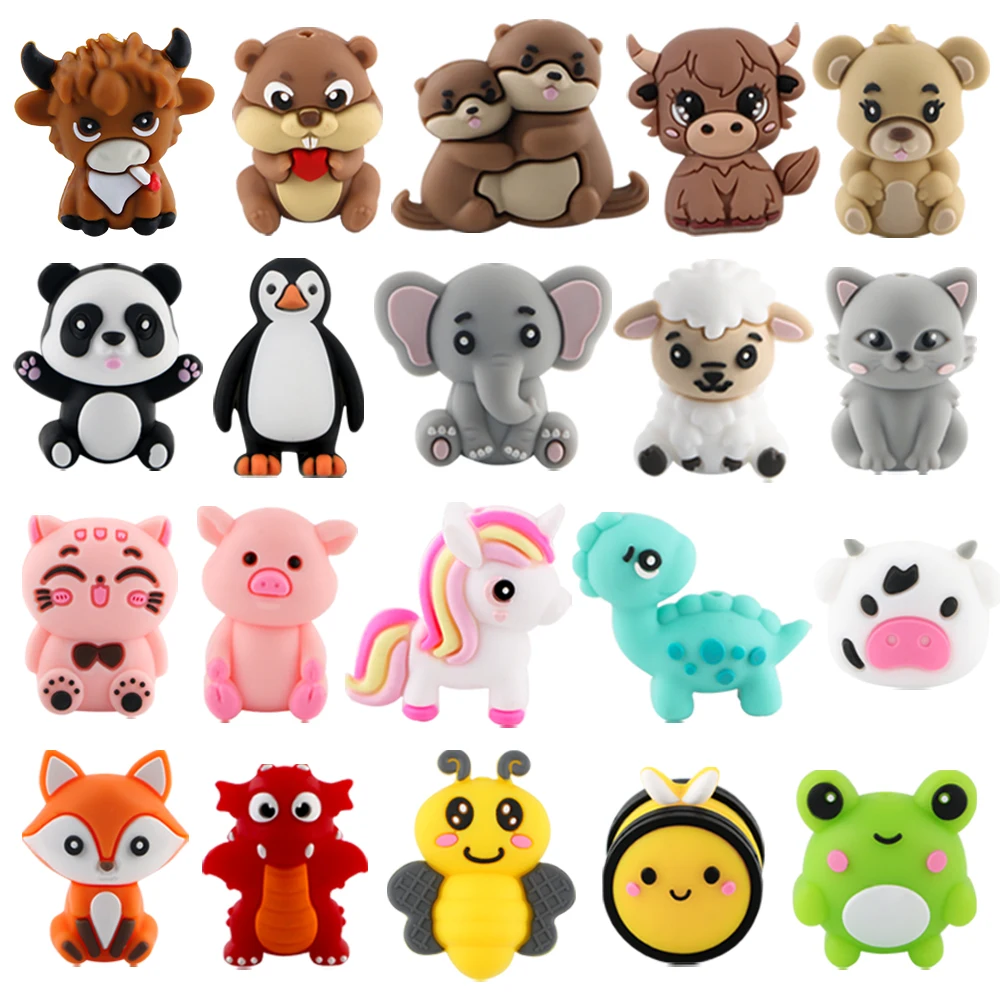 

100pcs 3D Animal Frog/Fox/Bee/Cat/Pig For Making DIY Keychain Bracelet Pen Accessory Etc Handmade Products