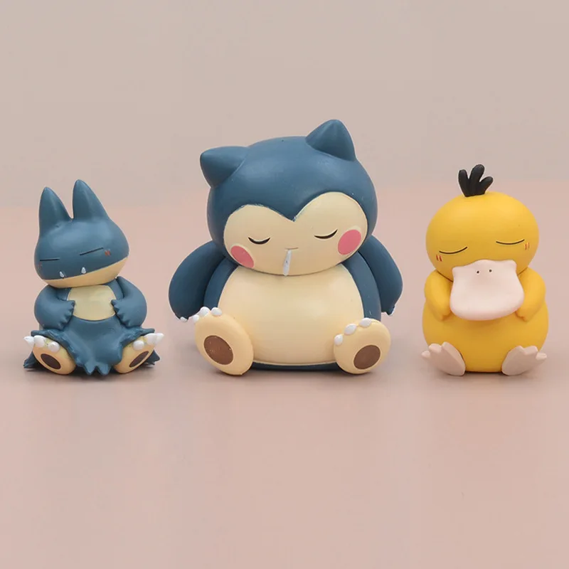 

Hot Sale Pokemon Sleeping Figure Set Cute Psyduck & Snorlax PVC Model Kawaii Baby Series Desk Decor for Home Office Gift