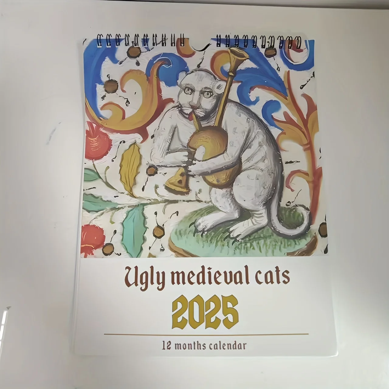 2025 Whimsical Medieval Cats Art Calendar - 12-Month Illustrated Desk Planner with Quirky Cat Drawings, Daily Office Supplies