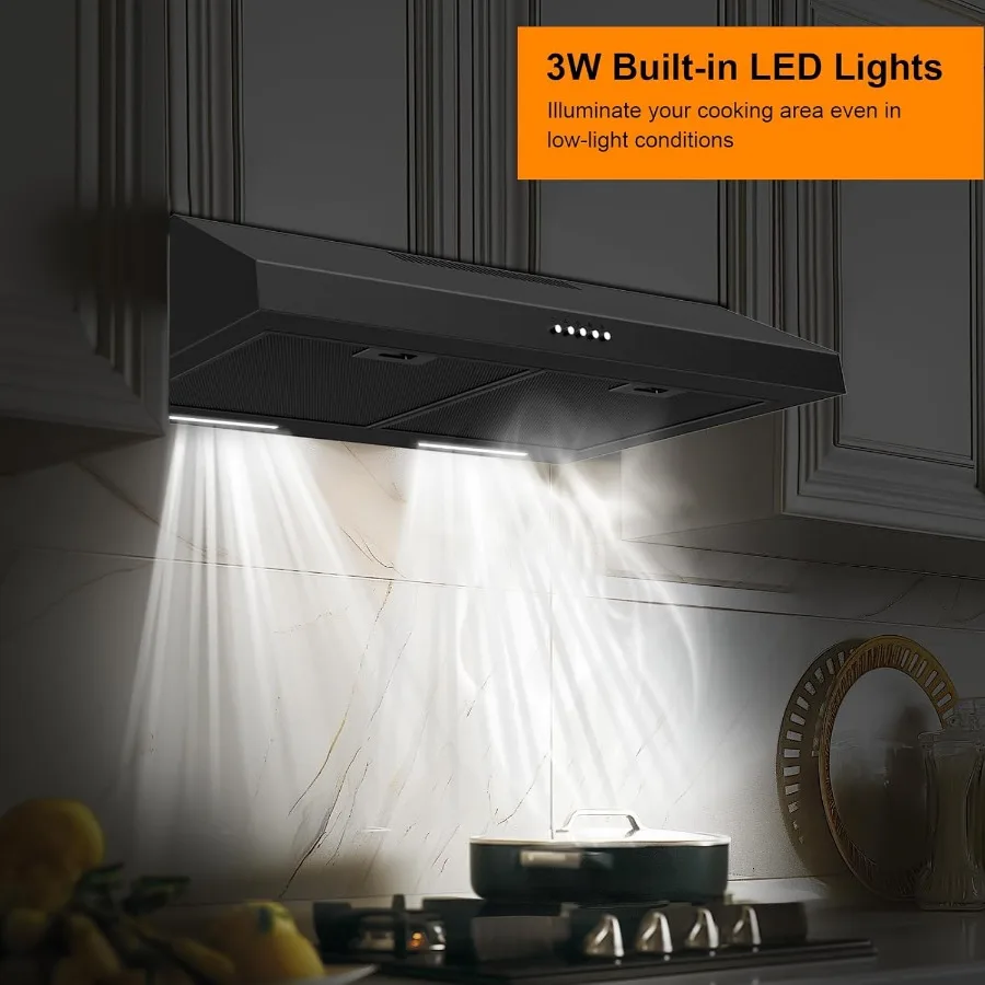 ترقية 600 CFM شفاط المطبخ 30 بوصة أسود تحت خزانة شفاط المطبخ ل القناة/القناة للتحويل موقد المطبخ الفولاذ المقاوم للصدأ #5