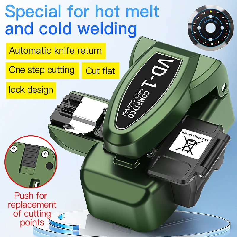 

Оптический скалыватель COMPTYCO VD-1 (одноступенчатый) для оптоволоконного кабеля, нож для резки оптического волокна FTTH, резак для сварки оптических волокон