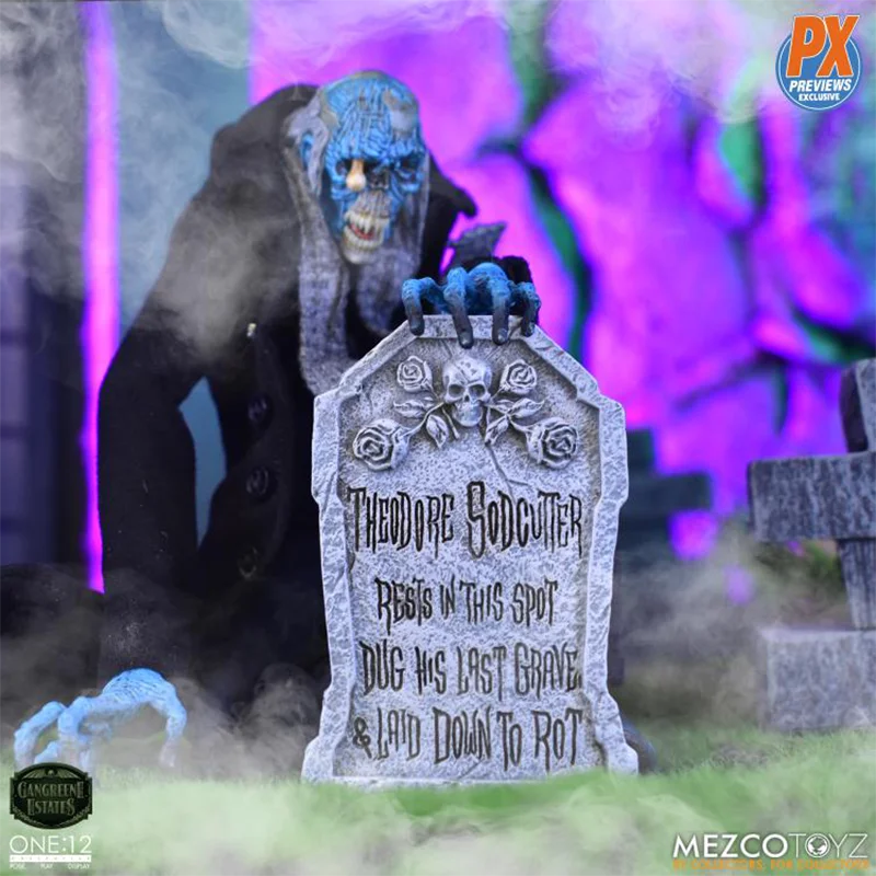 

100% Original Mezco Toyz ONE:12 Collective Gangreene Estates Theodore Sodcutter Ghostly Ghoul Edition PX In Stock Figures Toys