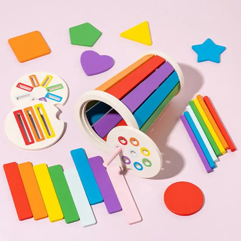 Color Matching Toys Colorful Wooden Brain Teaser Preschool Learning Activities Fine Motor Skill Toys Matching Game For Fine