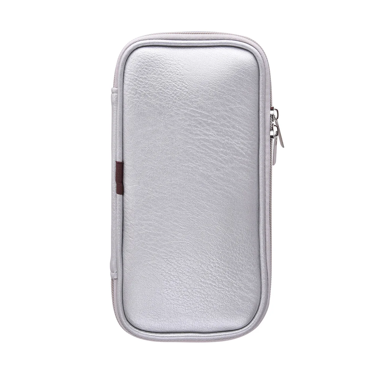 

Pu Zipper Pouch Portable Makeup Brush Organizer Holder Travel Home Lightweight Durable Beauty Tool Silver