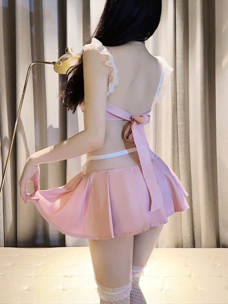 Сексуальное нижнее белье, соблазнительная секс-униформа Pure Lust, розовый костюм медсестры с разрезом Passion, горячий костюм сзади Cw65594