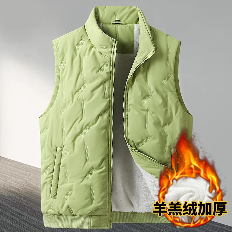 Male Thickened Vest Men's 8XL 9XL 10XL Large Size Winter Lamb Down Cotton Outer Wear Vest Waistcoat Plus Velvet Top hombre