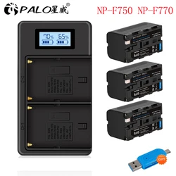 PALO 6000mAh NP F750 NP F770 NP-F750 Battery+LCD USB Charger for Sony NP F750 F770 F970 F960 F550 F570 QM91D CCD-RV100 TRU47E