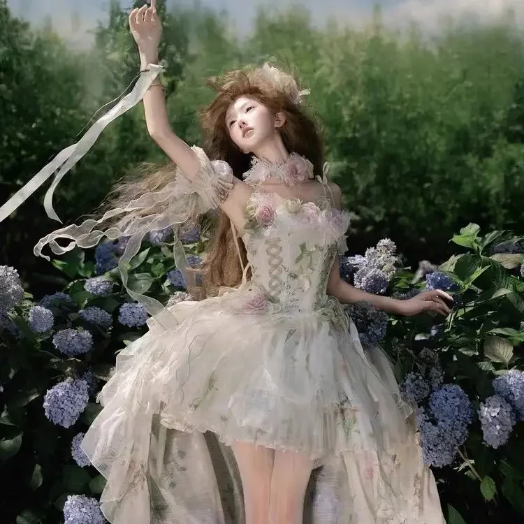 

Новинка 2025, элитное платье принцессы феи Лолиты для взрослых, косплей на Хэллоуин, весеннее платье Лолиты с розой, вечернее платье