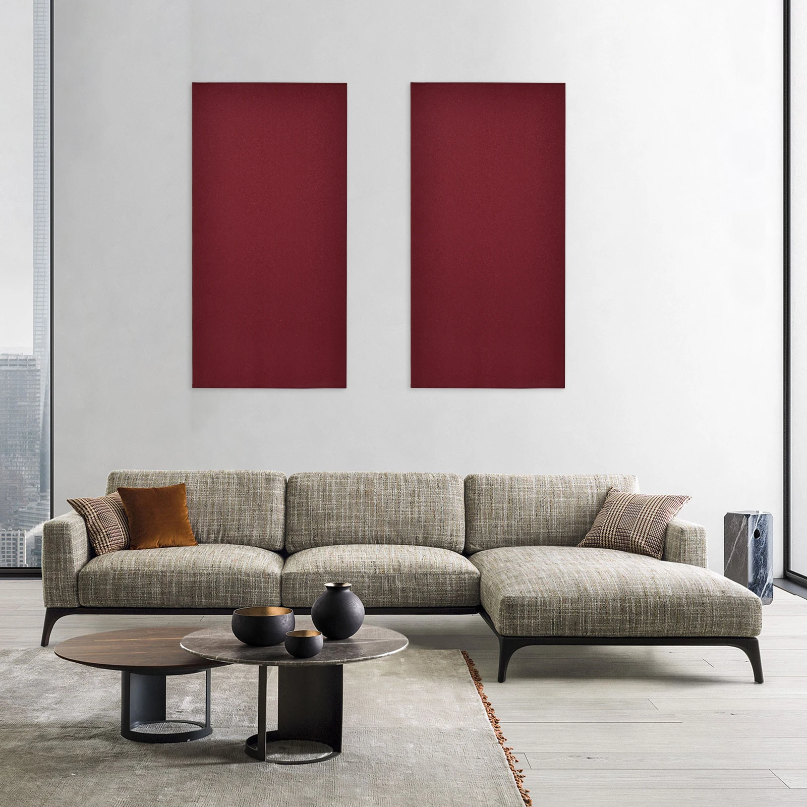 2Pcs Acoustic Soundproof Panel Fiberglass Fabric Covered Wallboard 120x60cm Large Noise Reduction Board Recording for Home Offic