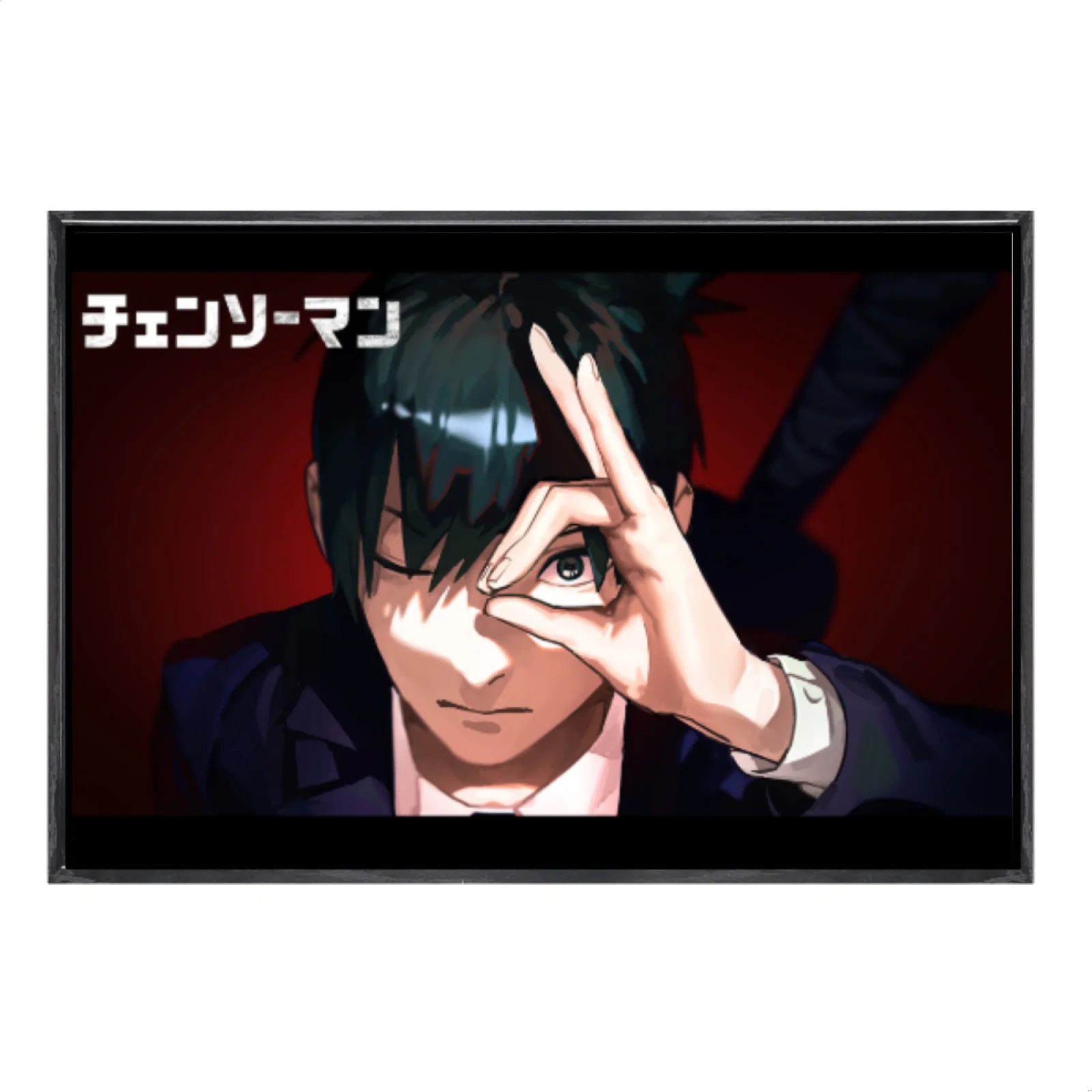 

Японский мультиразмерный холст с изображением манги, настенное искусство в двойной рамке, домашний декор с изображением бензопилы для гостиной, спальни