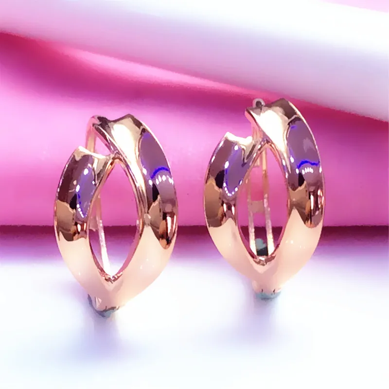 585 Purple Gold Earrings for women Fashion Plated 14K Rose Gold Shining glossy Geometric Earings Light Luxury Banquet Jewelry