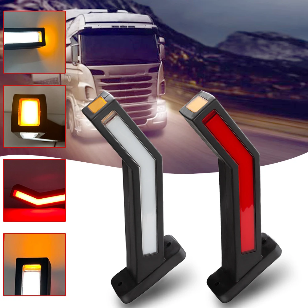 2PC 12V 24V Trailer Side Marker Lights 33LED Truck Turn Signal Lamps Flashing Position Taillight Warning Indicator Car Accessory