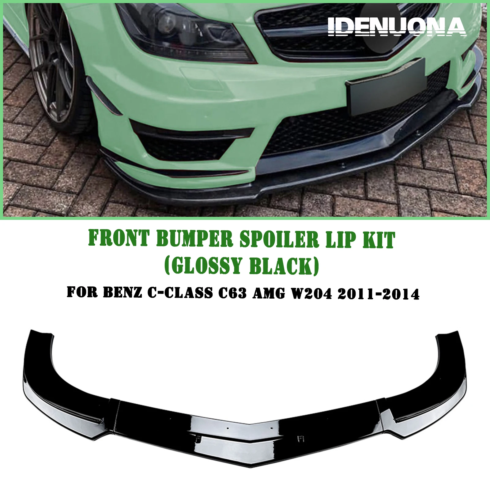 Front Lip Spoiler Lower Splitter Guard For Mercedes Benz W204 C Class C63 AMG Sedan 4 Door 2012-2014