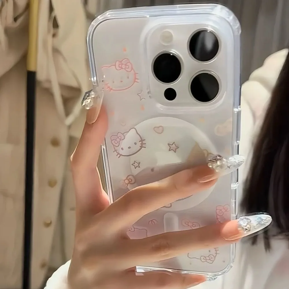Creative Luxury Cartoon Cute Cat Magnetic Cute Phone Case Protective Cover for iPhone 17 Pro Max 16 15 14 13 Back Cover Gift