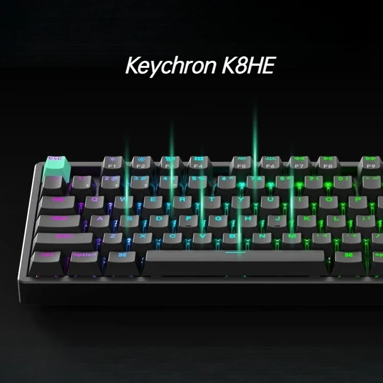 

New Keychron K8HE Three Mode Wireless Keyboard TMR Sensor Ergonomic RGB Transparent Keycap Low Latency E-sports Gaming Keybaord