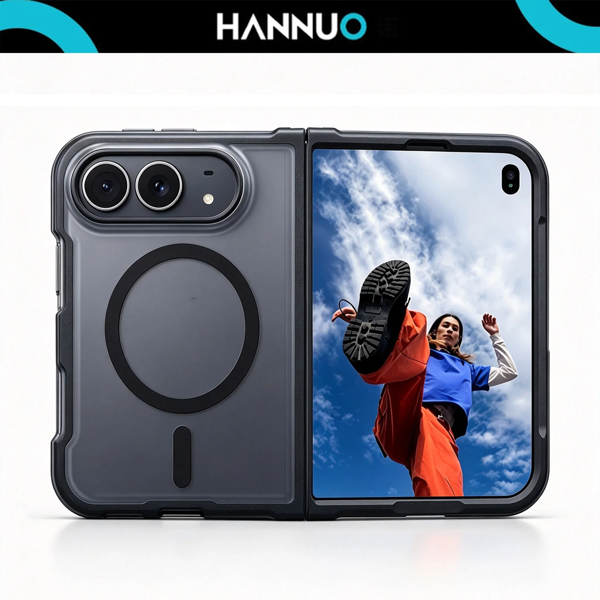 HANNUO Case For iPhone Duo For Foldable iPhone Duo Cases For Magsafe Matte Shockproof TPU Cover Clear Matte Protection Case