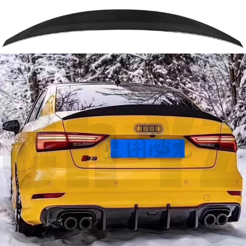 Car Spoiler For Audi A3 S3 RS3 Limousine HK Style Real Carbon Fiber/Gloss Black Material Rear Spoiler Trunk wing 2013-2020