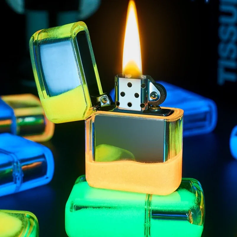 NEW Luminous Quicksand Grinding Wheel Coal Oil Lighter Unique Beautiful Shape, Lighter of Various Colors, Men's Gift