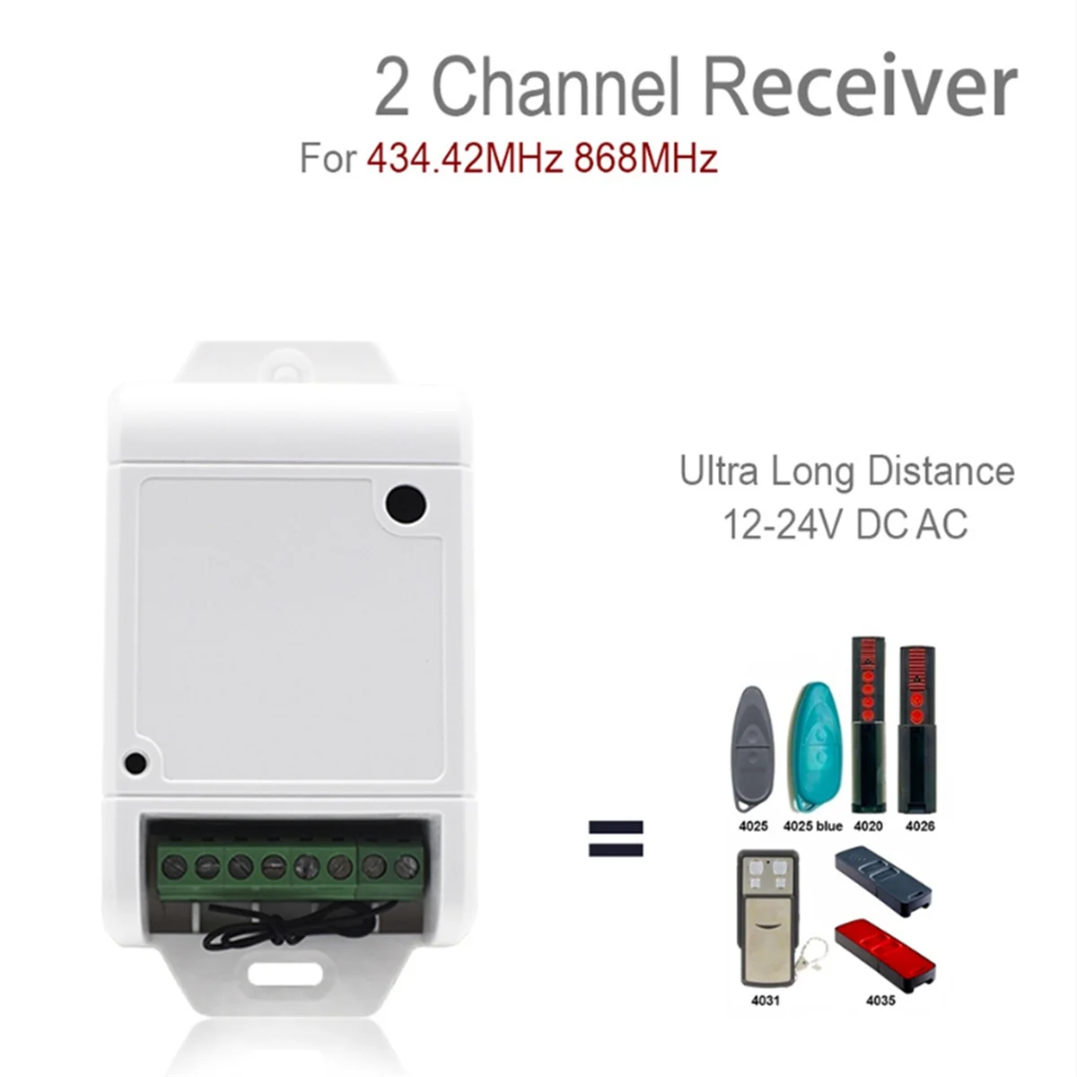 Receptor de 2 canales para SOMMER 4020 4025 4026 4031 4035 TX03 868mhz 434mhz Control remoto interruptor controlador de apertura de puerta de garaje