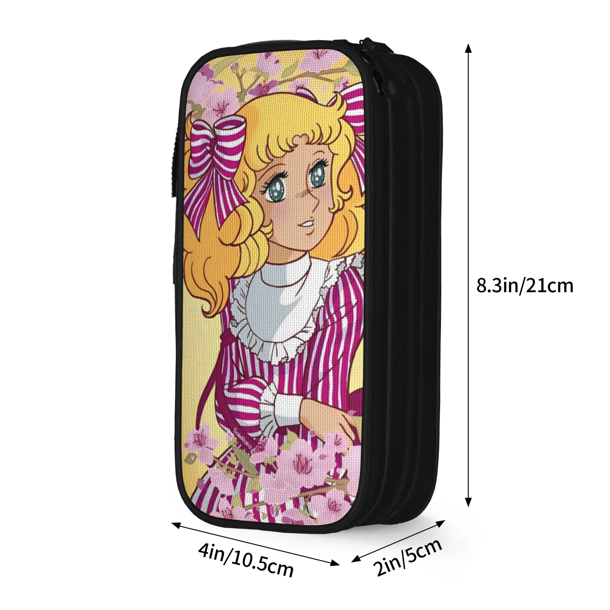 Candy Candy  Pencil Cases Fun  Anime Romance Pen Box Bag for Student Large Storage Students School Zipper Pencilcases