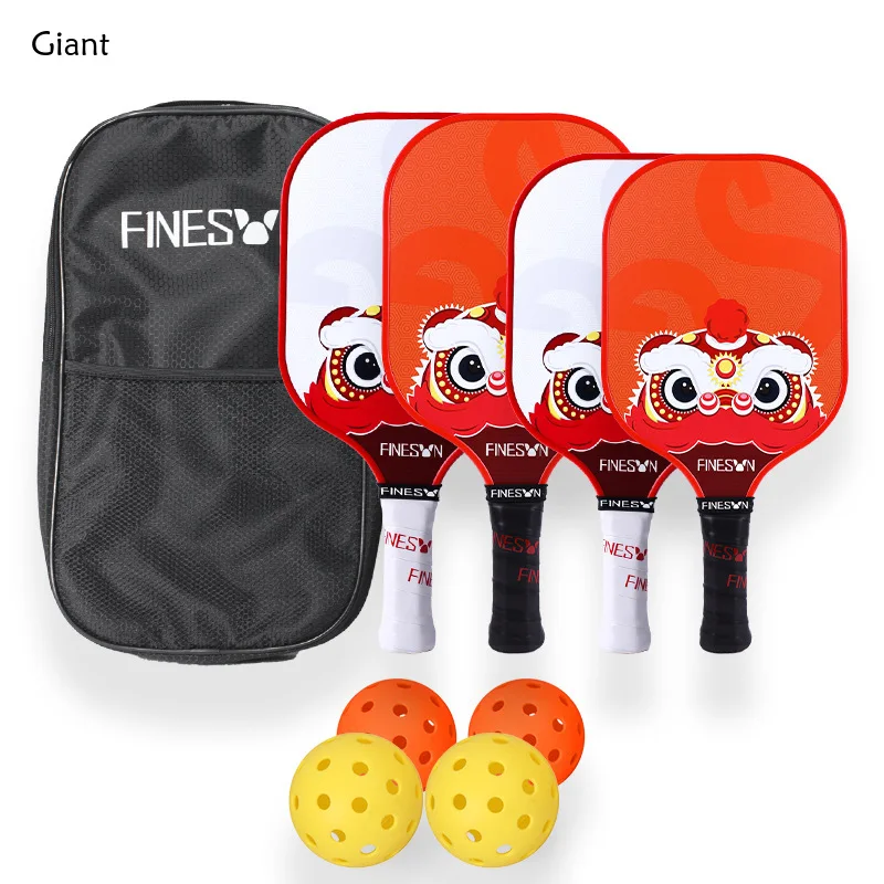 4 Beats+4 Balls+high-end Handbag Children's Sports Pickleballs Paddle Fiberglass Set Honeycomb Core Outdoor and Indoor Rachetta