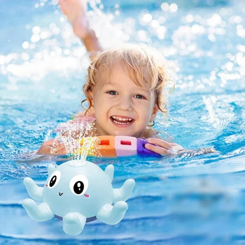 Juguetes de baño eléctricos para bebé, rociador automático de pulpo y ballena, juguete de bañera, piscina con música, luz LED, regalo para niños