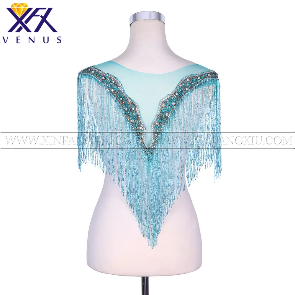 XFX Venus 1 Pc Rhinestone Applique Bead Bodice Dangling Halloween Crystal Beading Beaded Patches Embroidery for Wedding Dress