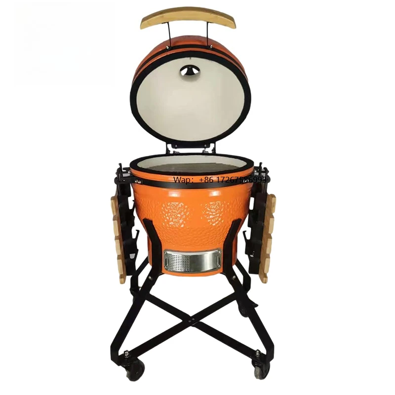 

18 Inch Charcoal Grilling Portable Adjustable Ceramic Kamado Grill Outdoor Kitchen BBQ Garden Supplies