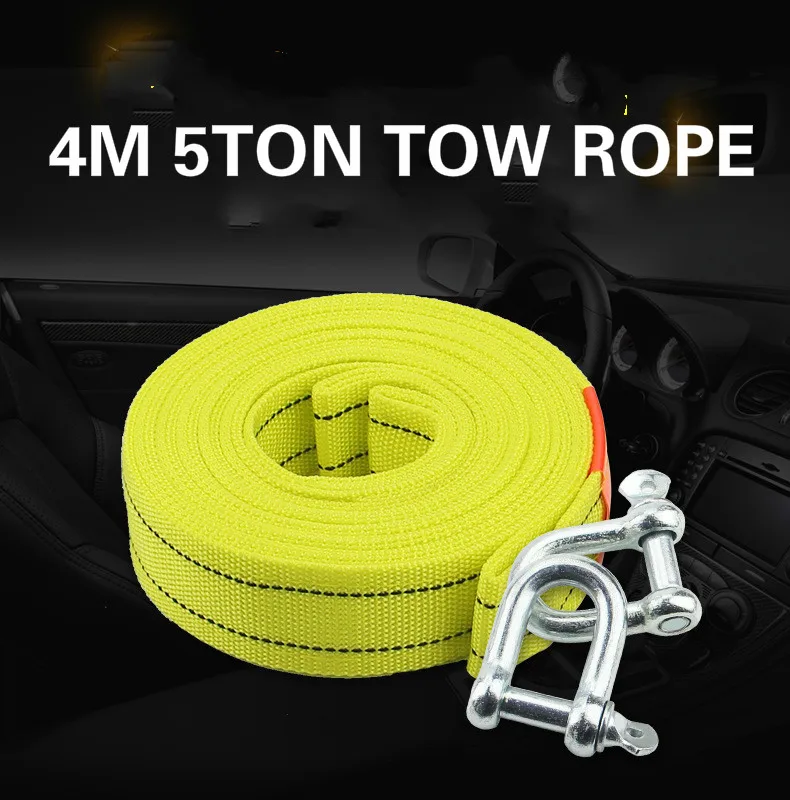 

4M Heavy Duty 5 Ton Car Tow Cable Towing Pull Rope Strap Hooks Van Road Recovery U-hook Eagle claw hook