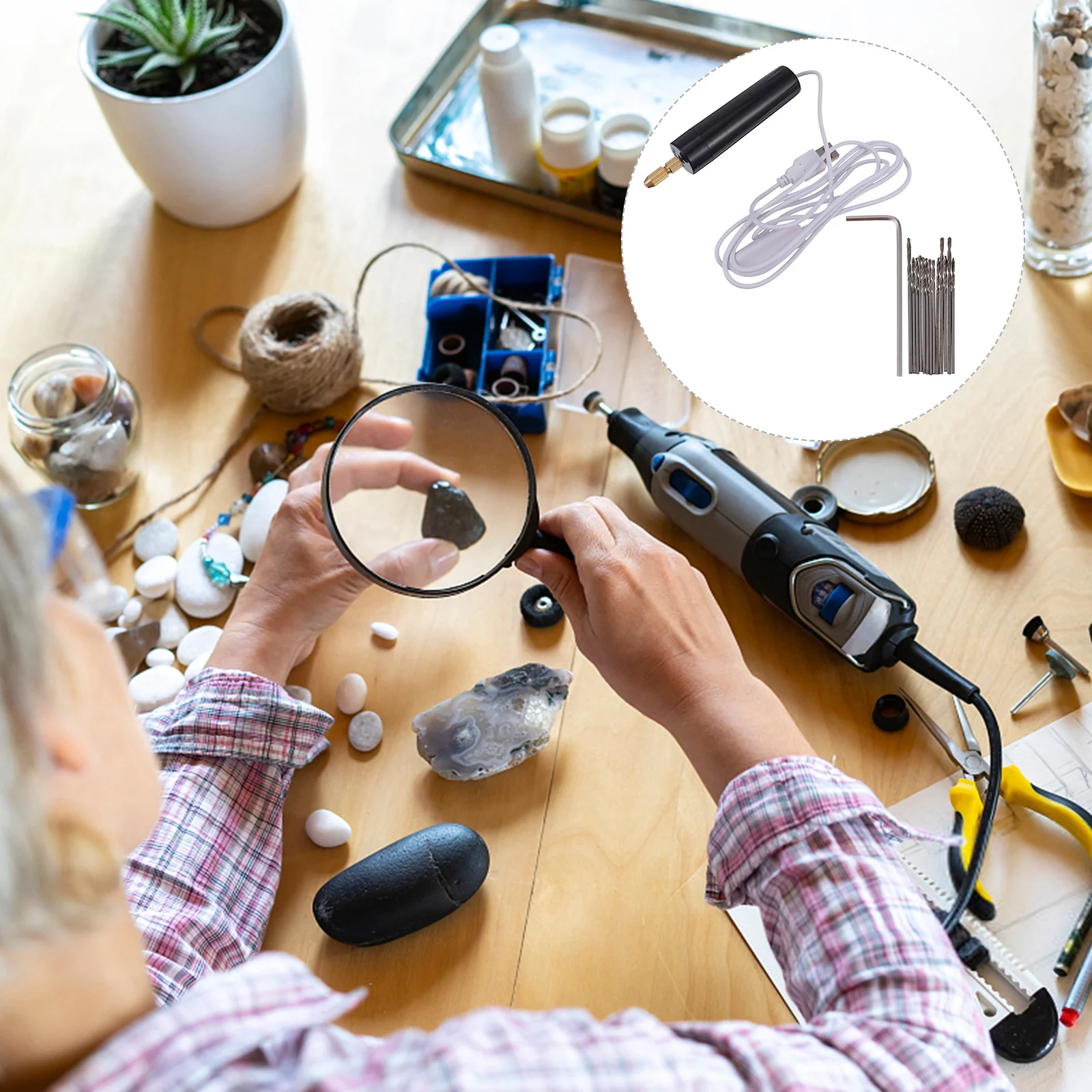 

15 pcs Mini Electric Drill Cordless Rotary Tool Usb Charging For Wood Plastic Glass Metal Polishing Engraving Grinding Sanding