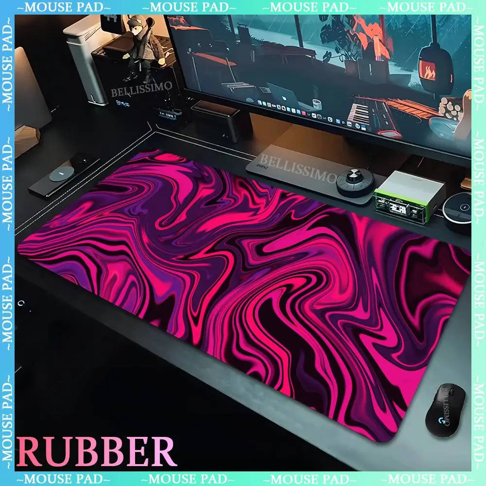 Abstract Liquid Art Game MousePad Extra Large Non-slip Keyboard Pad Rubber Desk Pad Anime 1200X600X5MM Red Lock Edge Mouse Pad