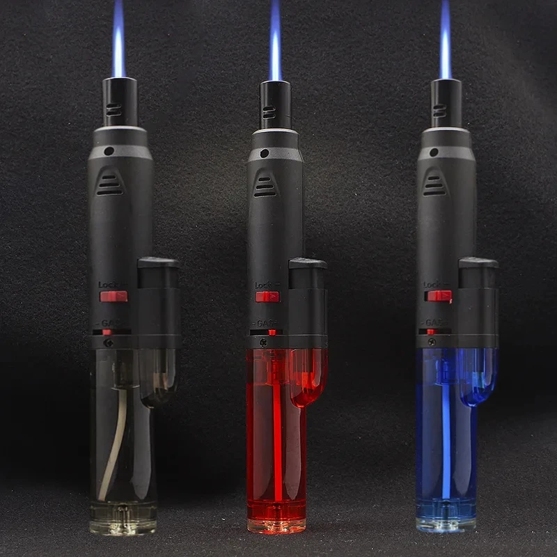 

Windproof Inflatable Welding Gun Spray Gun Lighter Jet Torch Blue Flame Butane with Visible Gas Window Cigar Outdoor Lighter