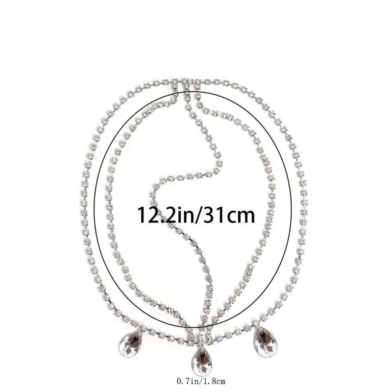 1 Stück Kristall-Kopfkette Schmuck Glitzernde Quasten-Strass-Kappe Kopfschmuck Rave-Party Tanz Hochzeit 1920er Haaraccessoires 【AliS8】 – Detail 11