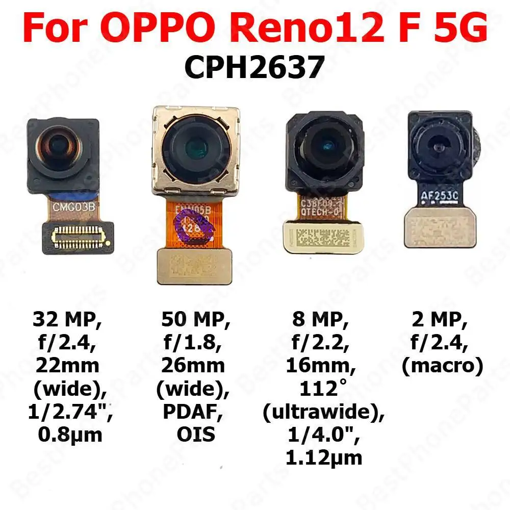 

Задняя передняя камера для OPPO Reno12 F Reno 12 FS 12F 5G, задняя фронтальная камера для селфи, модуль задней камеры, детали для мобильных телефонов
