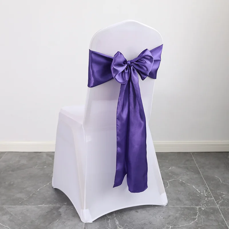 Wedding Decoration Chair Satin Sash Bow Tie Self-Tie 10 Pieces Per Lot Plain Solid Colour Birthday Party Festival Hotel Holiday