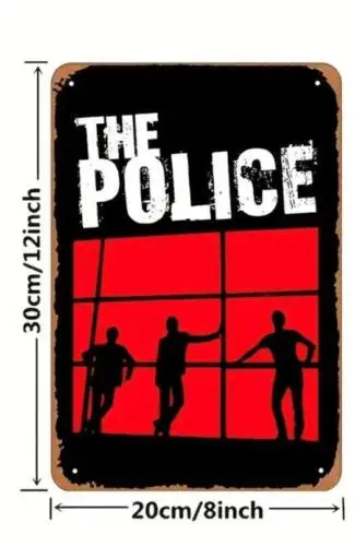 THE POLICE ROCK BAND METAL TIN SIGN BLACK AND RED SIGN GARAGE BAND ART MAN CAVE