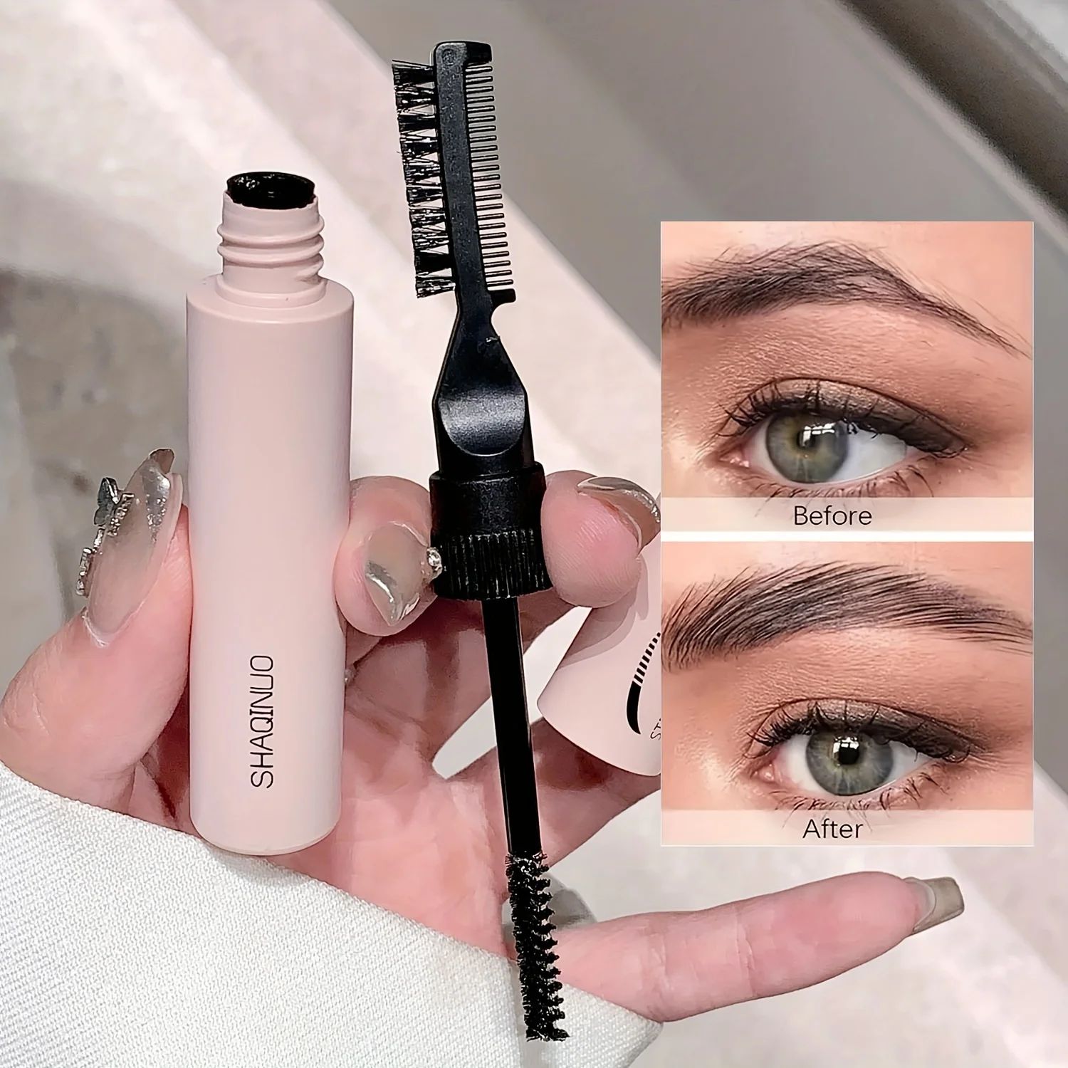 Gel de sobrancelha 3D natural para moldar e configuração, fornece efeitos de longa duração, à prova d'água e de secagem rápida, de aparência natural