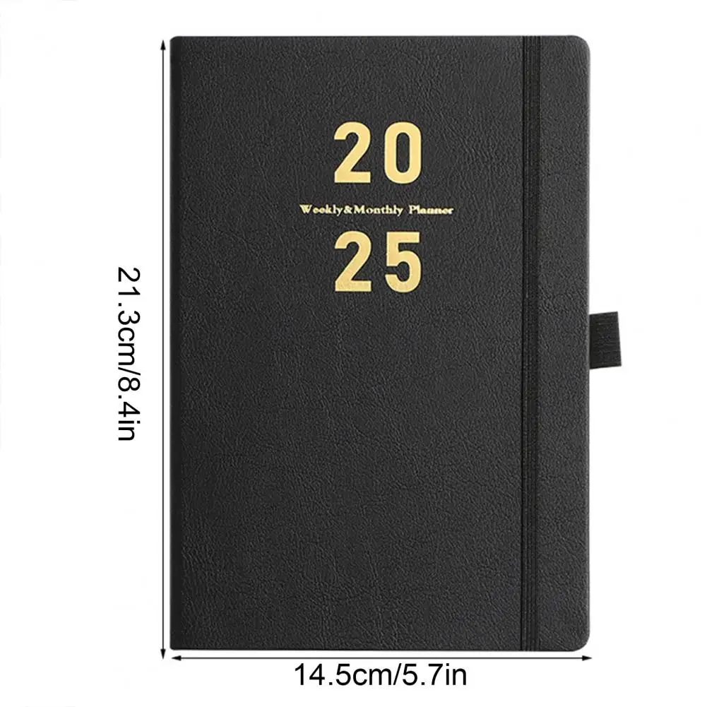 Durable Planner 2025 Planner with Faux Leather Cover for Year-round Organisation Monthly Weekly Pages Elastic Closure Ultimate