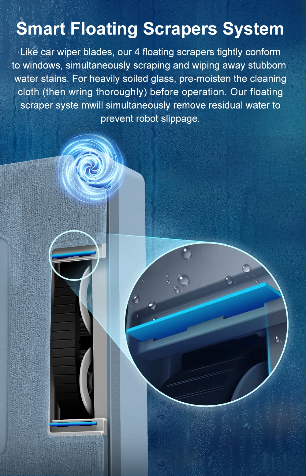 Robot Window Vacuum Cleaner ABIR WD9,4-Way Water Spray, Laser Sensor,9000PA Suction, Low Nosise,Wet Dry Scrape & Wipe in One