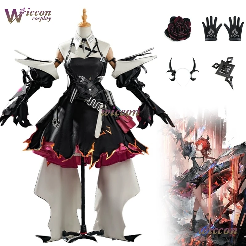 

CosC Game Arknights Endfield Laevatain Cosplay Costume Battle Outfit Laevatain Cosplay Wig Horns Sexy Halloween Cos