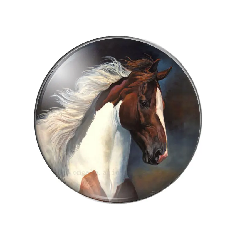 Watercolor horse paintings 10pcs 12mm/18mm/20mm/25mm Round photo glass cabochon demo flat back Making findings
